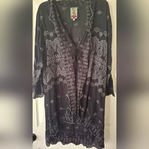 Johnny Was Black Embroidered Cover Up